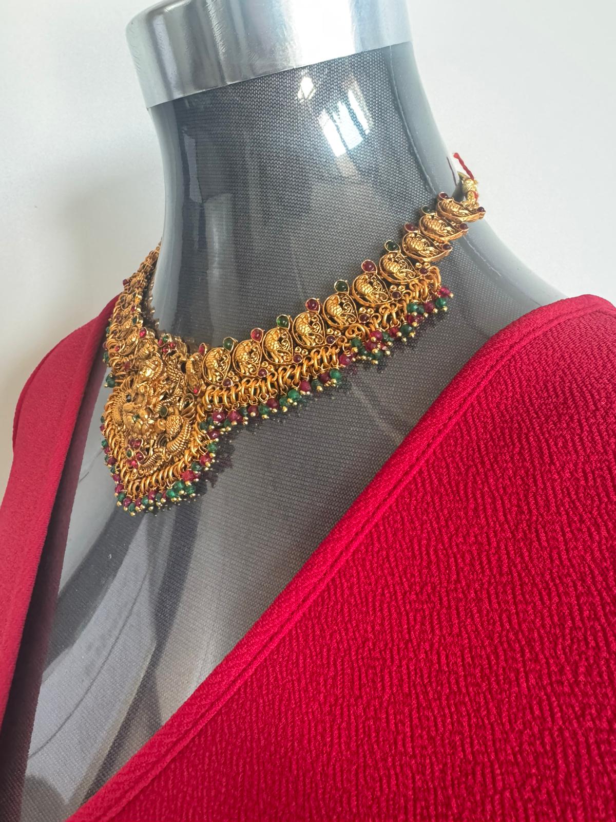 Choker Necklace, Temple Jwellery Mahalaxmi Embrided Traditional Jwellery