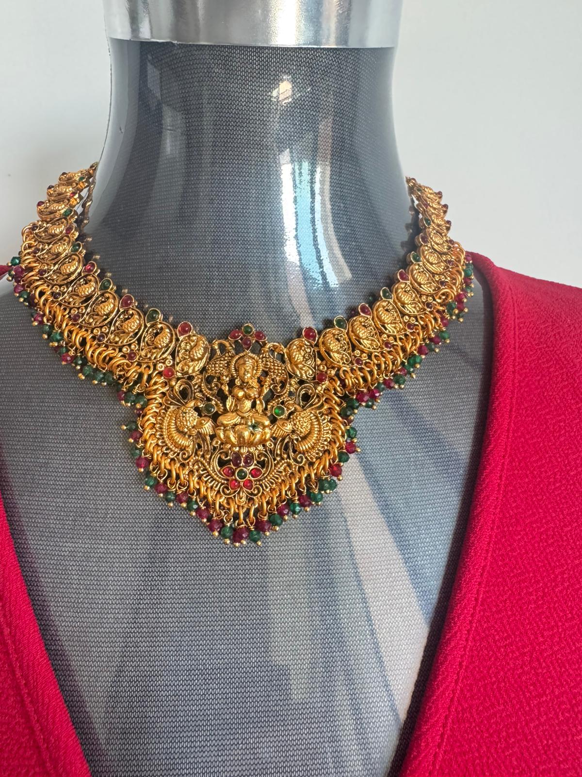 Choker Necklace, Temple Jwellery Mahalaxmi Embrided Traditional Jwellery