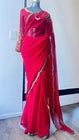 Rhododendron Embroided Red Saree with peticoat (blouse excluded)