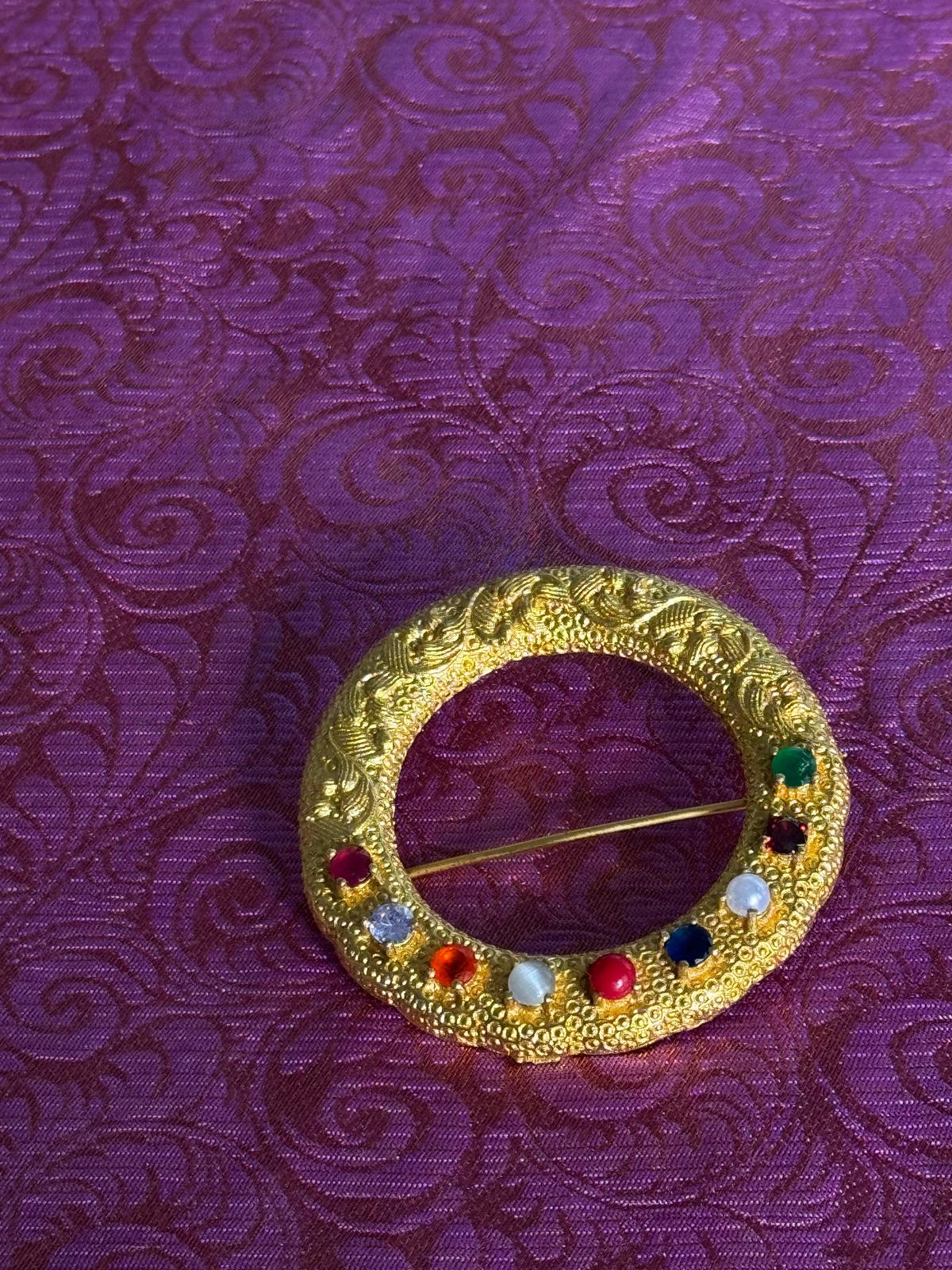 Navratna Saree Pin: Royal Nepali Traditional Sari Hair Pin – Elegance in Every Detail