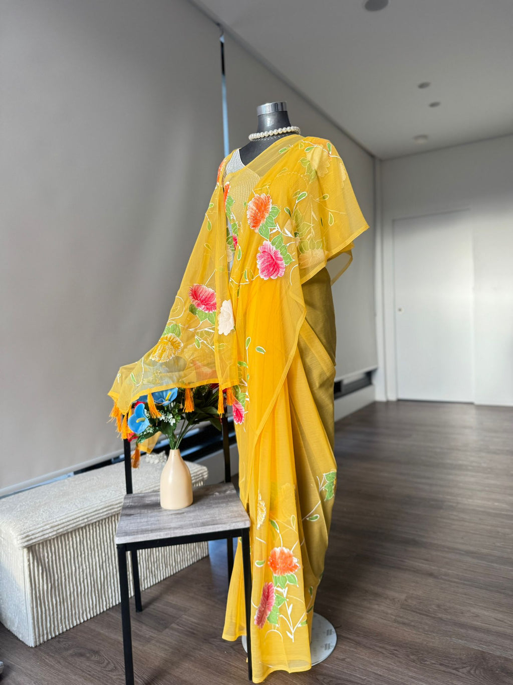 Multi-Coloured with floral print saree, very lightweight fabric