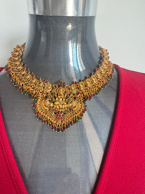 Choker Necklace, Temple Jwellery Mahalaxmi Embrided Traditional Jwellery