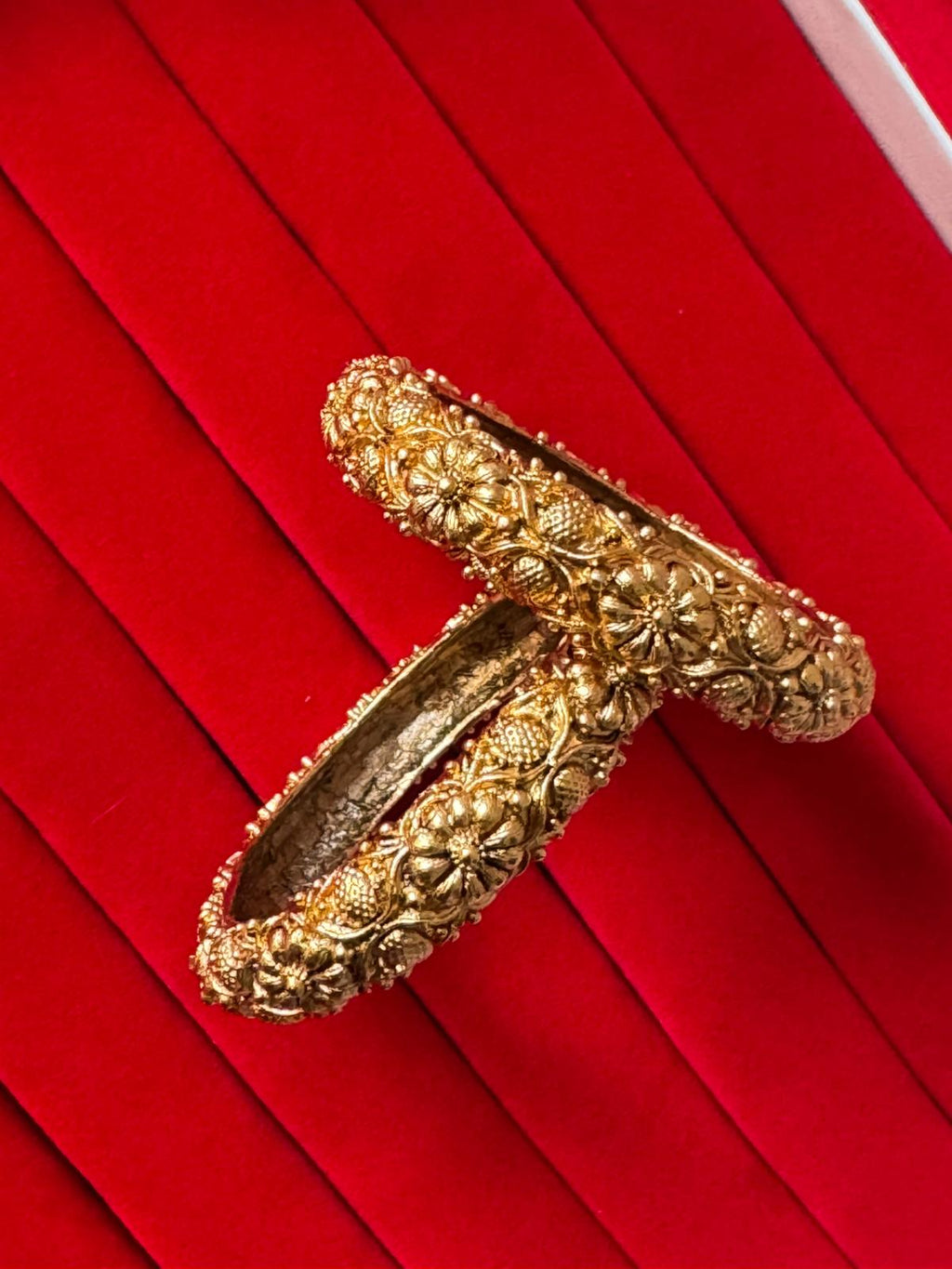 Golden Heavy Embroided 24k Immi Golden Bangle,Set Of Two, Perfect For Auspicious