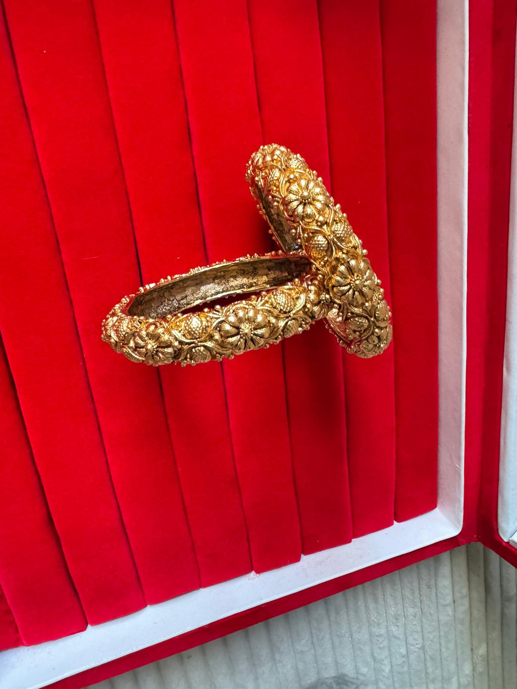 Golden Heavy Embroided 24k Immi Golden Bangle,Set Of Two, Perfect For Auspicious