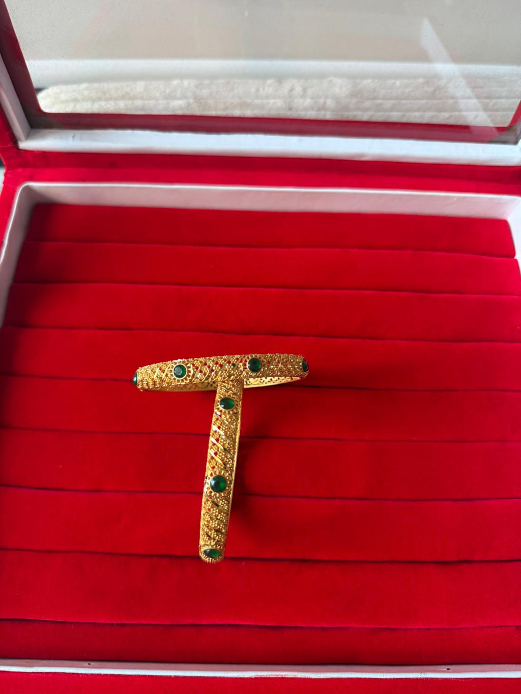 Traditional Embroided Bangles, Set of two, 24k inspo design with gem studded