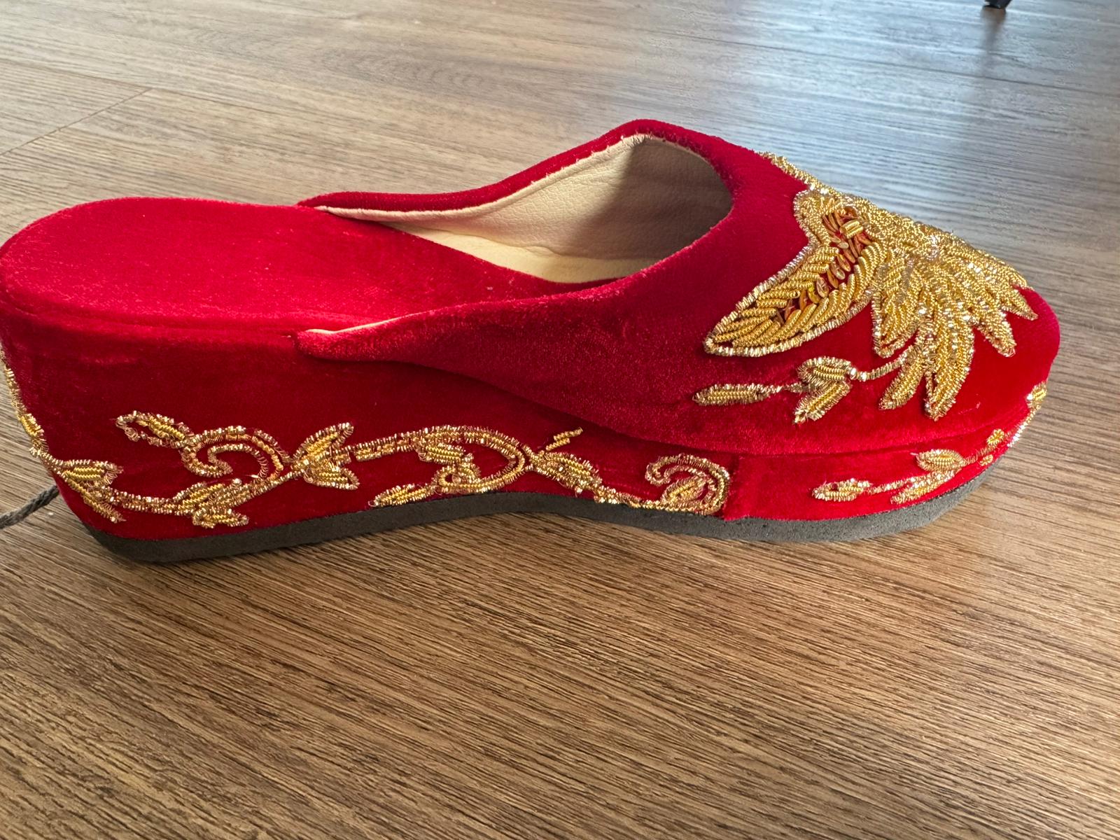 Bridal Heavy Embroidery Nepali Makhmal Shoes, Perfect for festive season