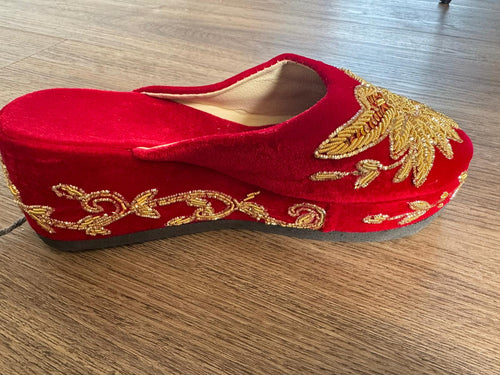 Bridal Heavy Embroidery Nepali Makhmal Shoes, Perfect for festive season