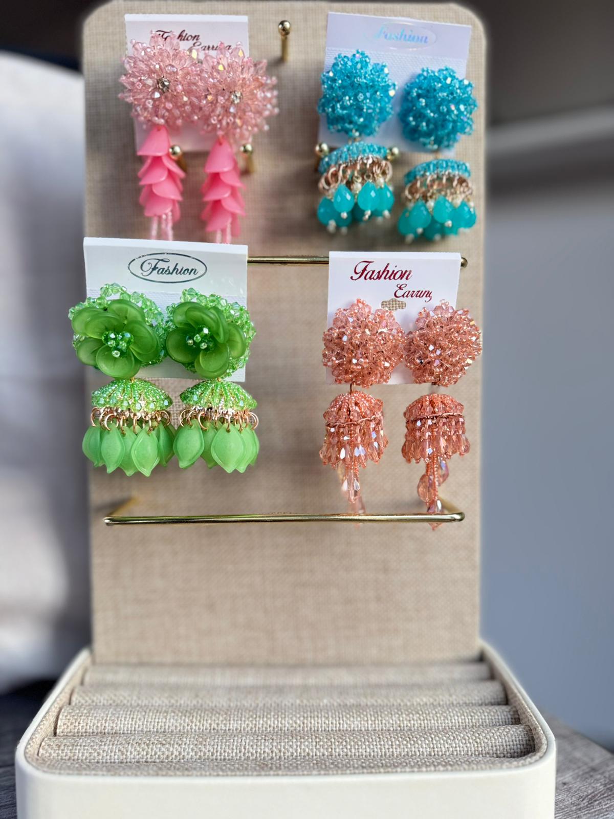 Handmade beaded Jhumka , Unique colorful for any outfit, any occasion