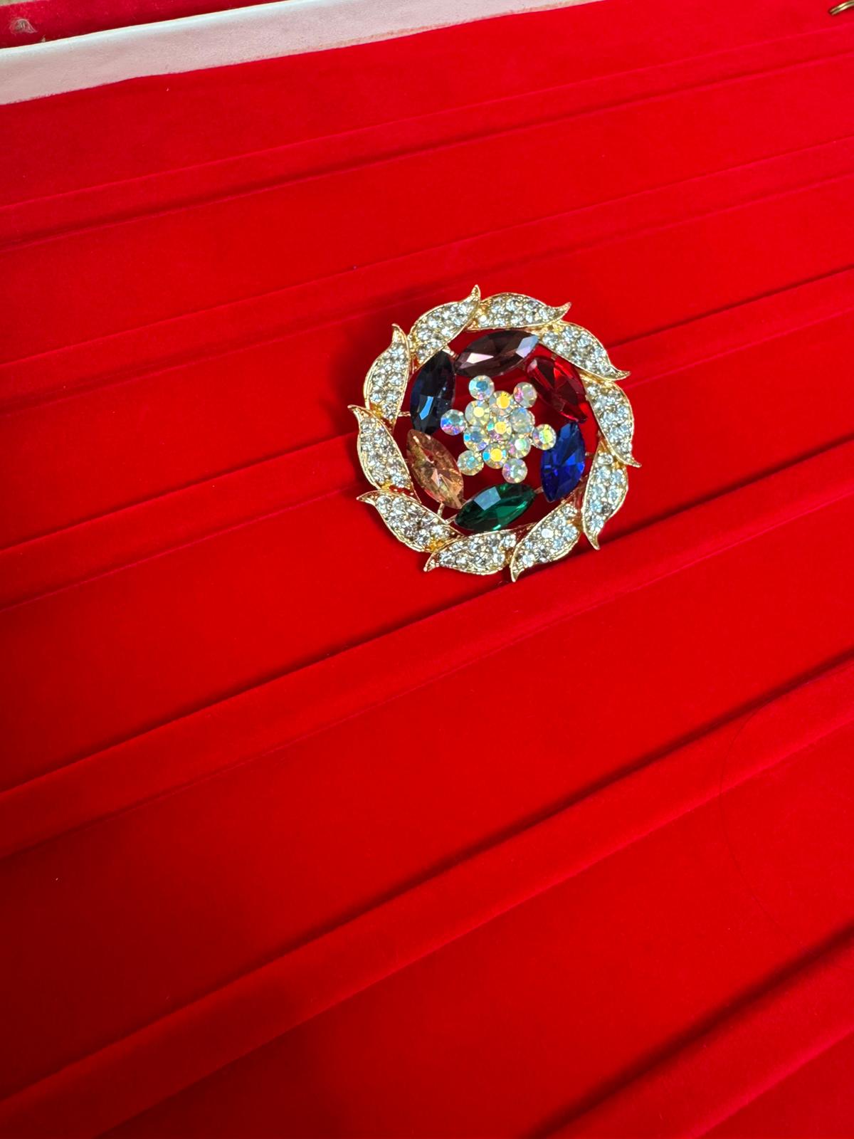 Rose Design, Precious stone Studded Brooche For Add On Luxury To Basic Wardrobe