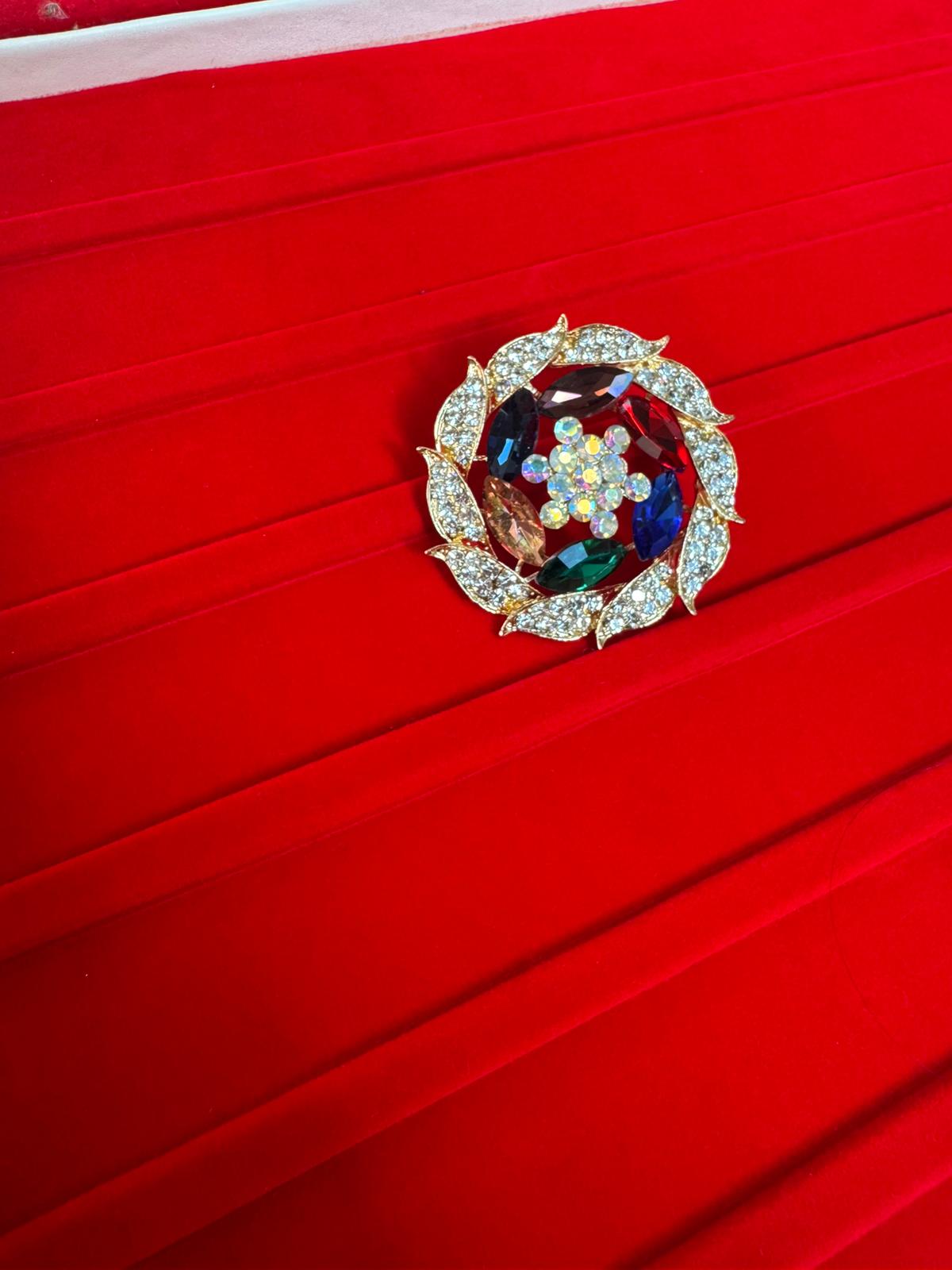 Rose Design, Precious stone Studded Brooche For Add On Luxury To Basic Wardrobe