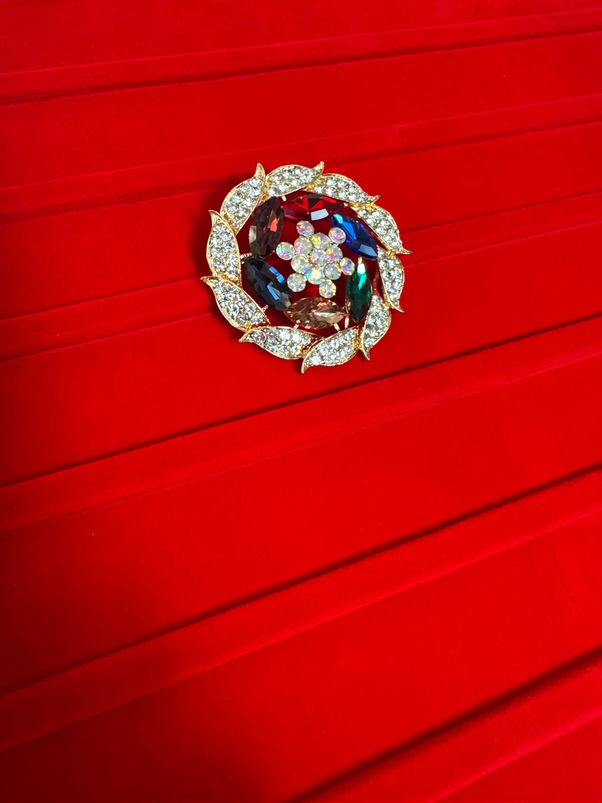 Rose Design, Precious stone Studded Brooche For Add On Luxury To Basic Wardrobe