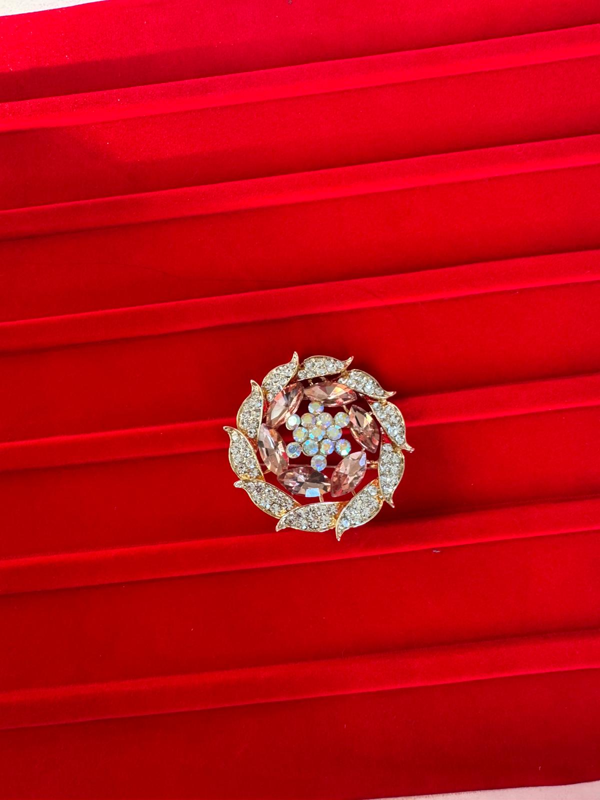 Rose Design, Precious stone Studded Brooche For Add On Luxury To Basic Wardrobe