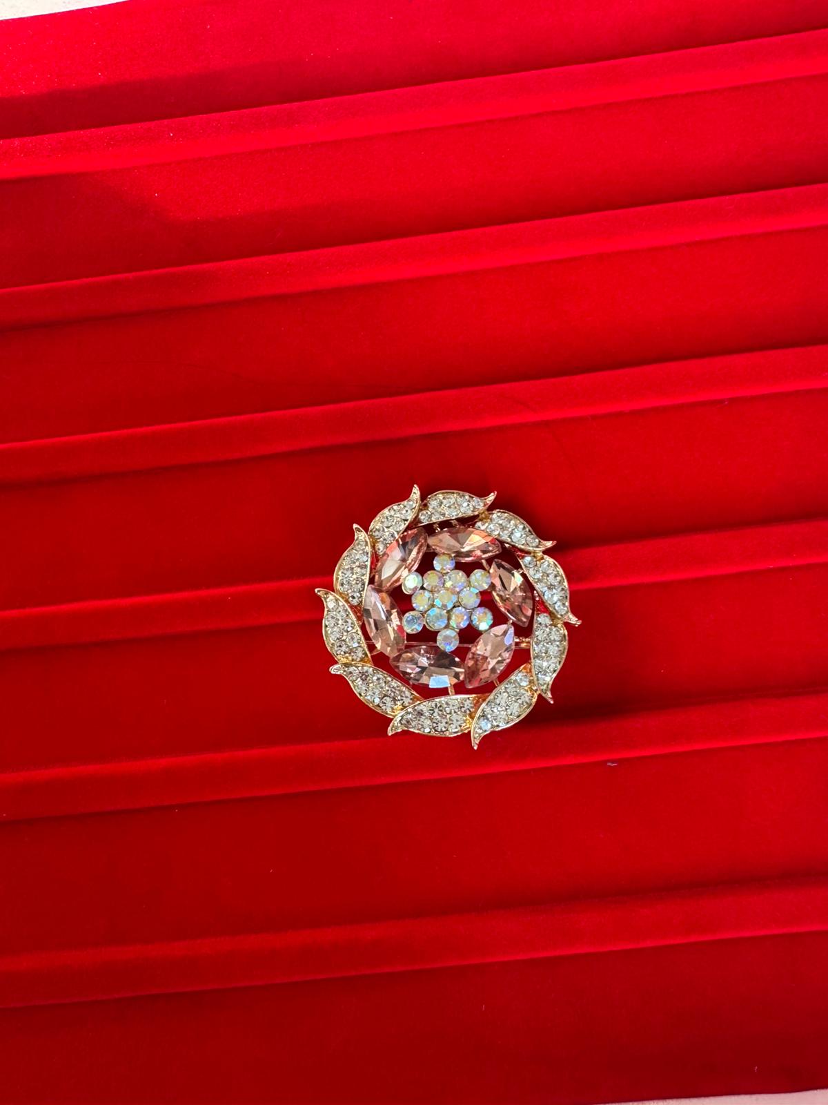 Rose Design, Precious stone Studded Brooche For Add On Luxury To Basic Wardrobe