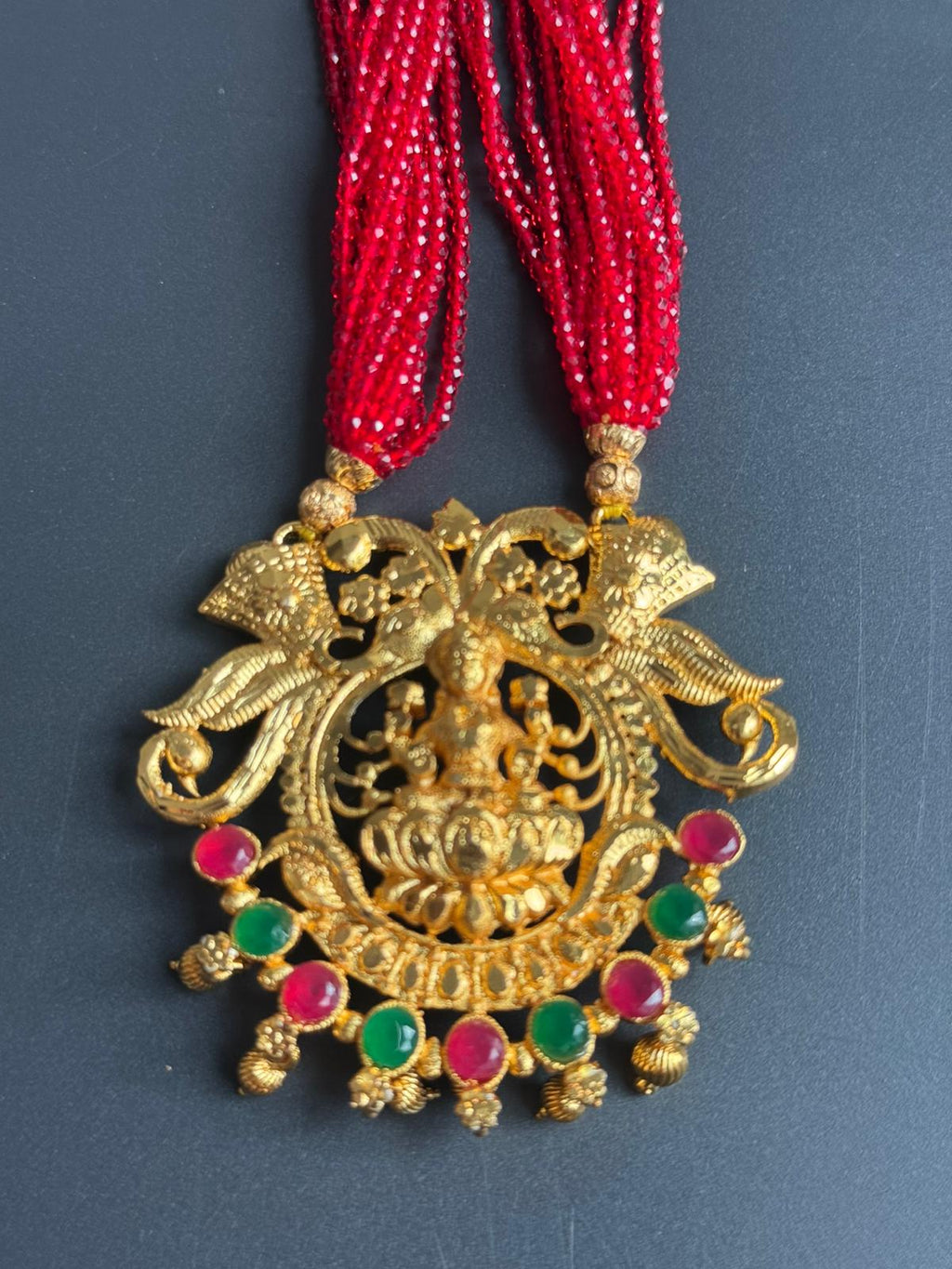 Traditional Potey 24k immi embroided locket, Mahalaxmi jewellery