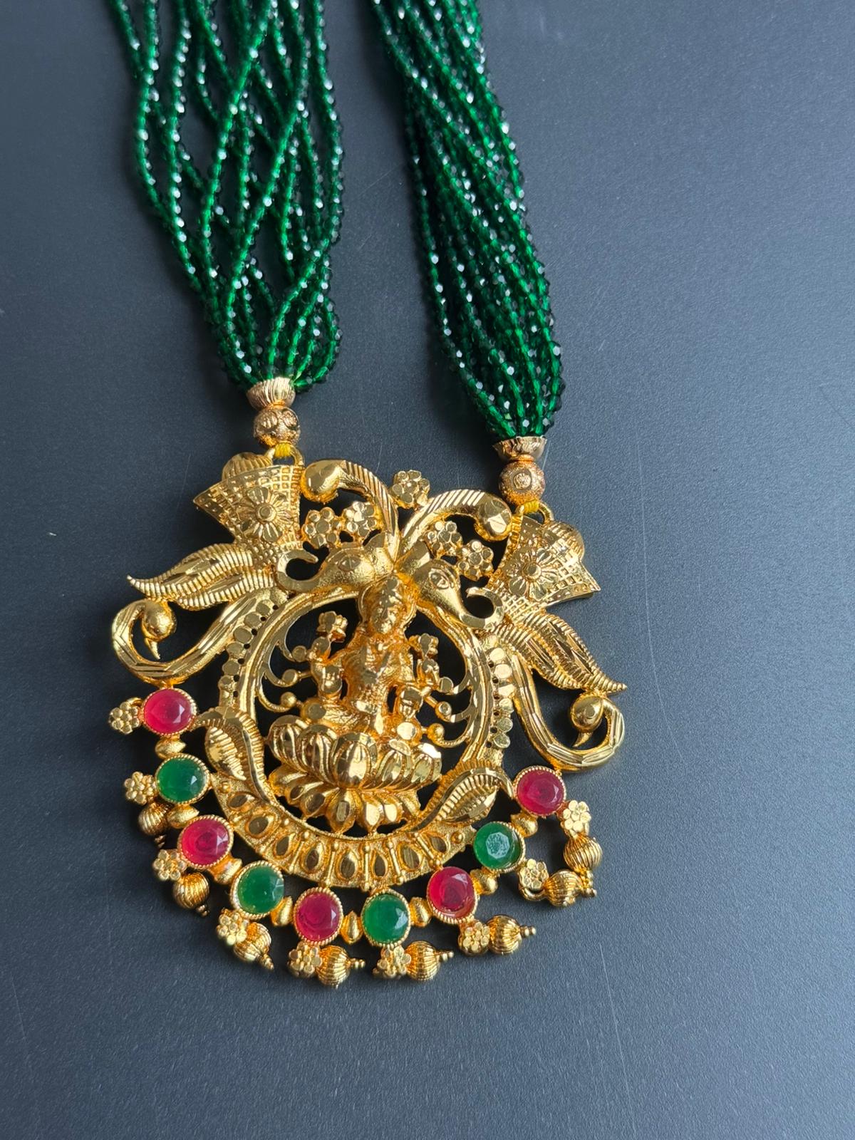 Traditional Potey 24k immi embroided locket, Mahalaxmi jewellery