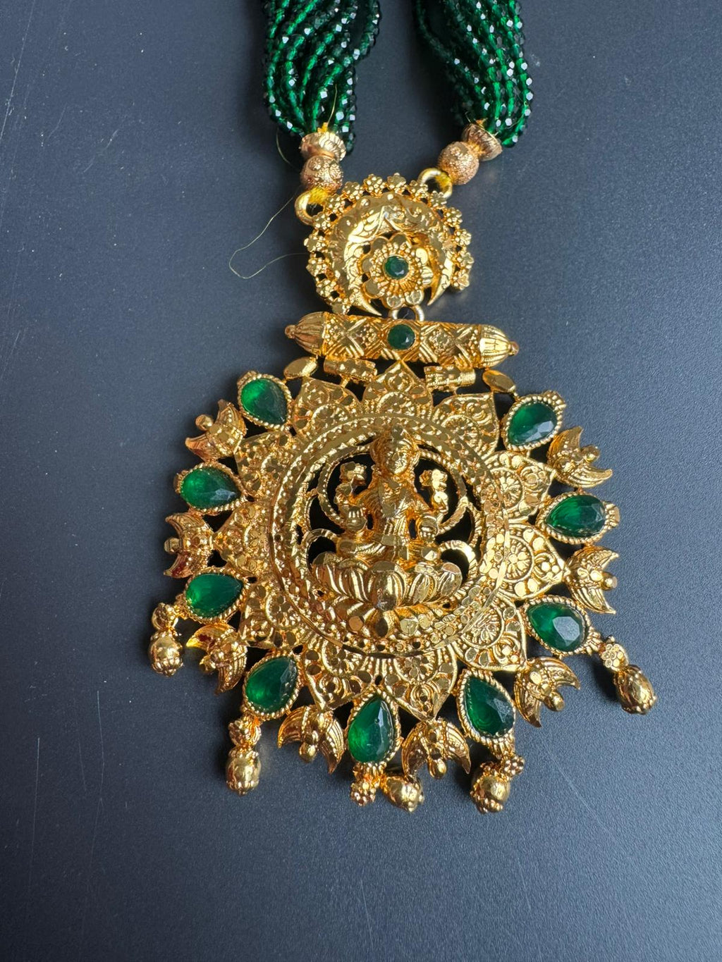 Traditional Potey 24k immi embroided locket, Mahalaxmi jewellery