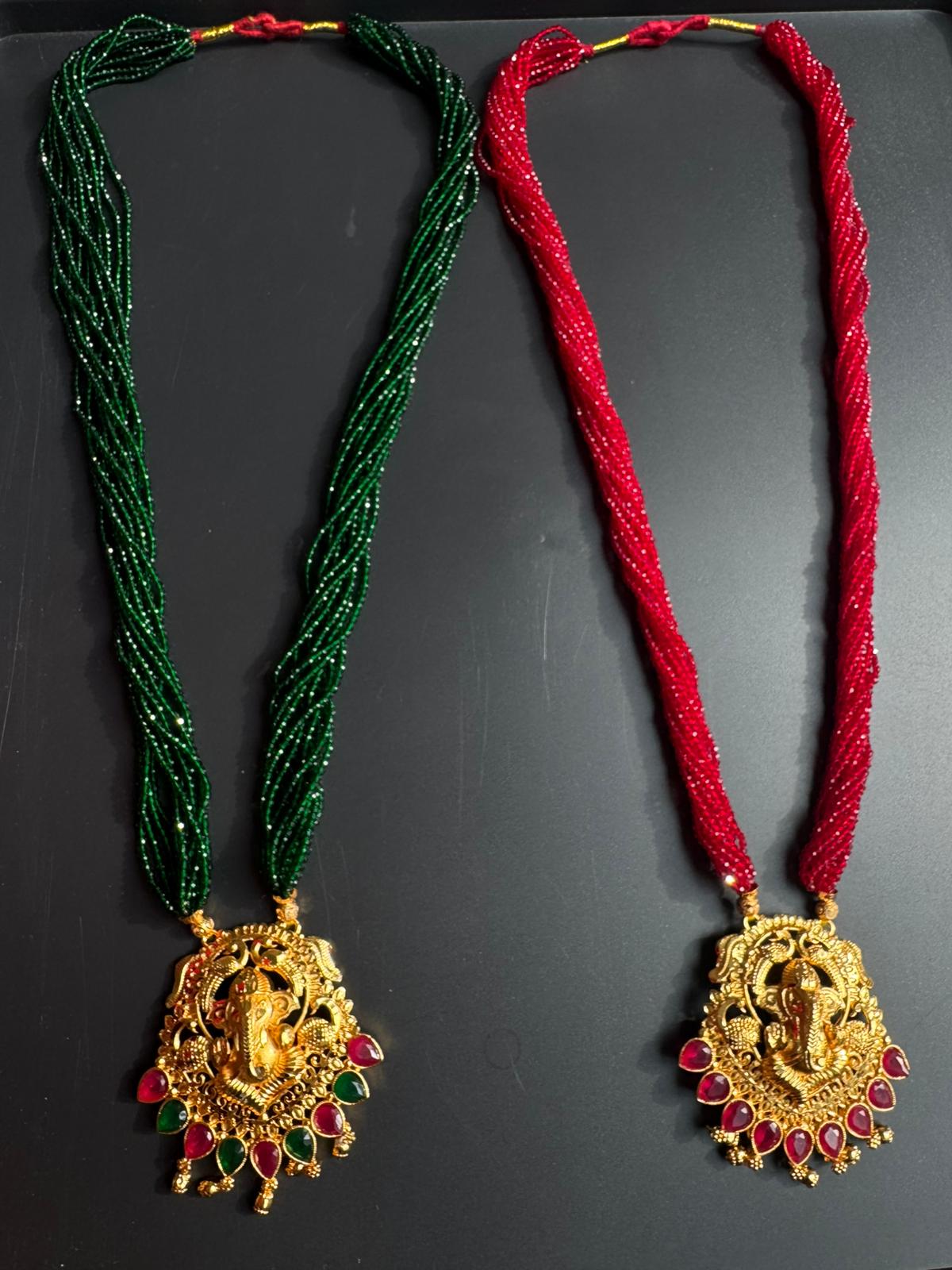 Traditional Potey 24k immi embroided locket, Mahalaxmi jewellery