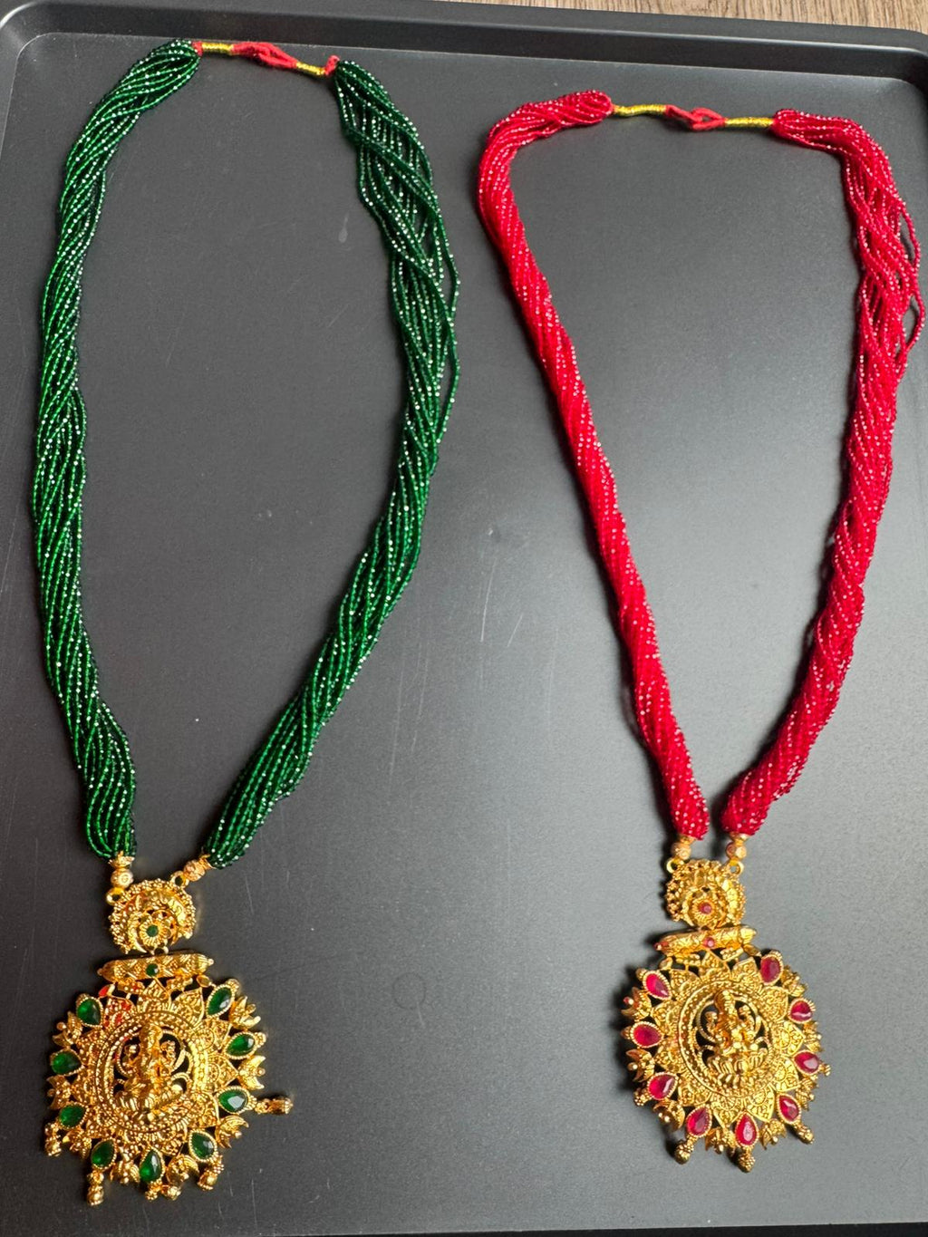 Traditional Potey 24k immi embroided locket, Mahalaxmi jewellery