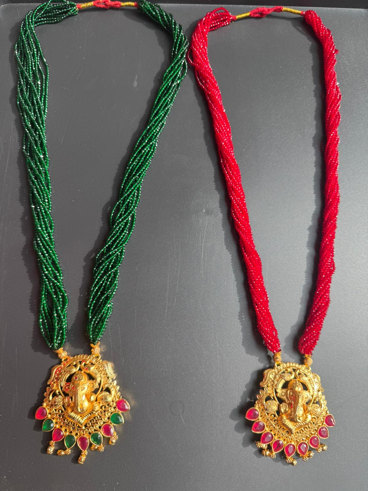 Traditional Potey 24k immi embroided locket, Mahalaxmi jewellery