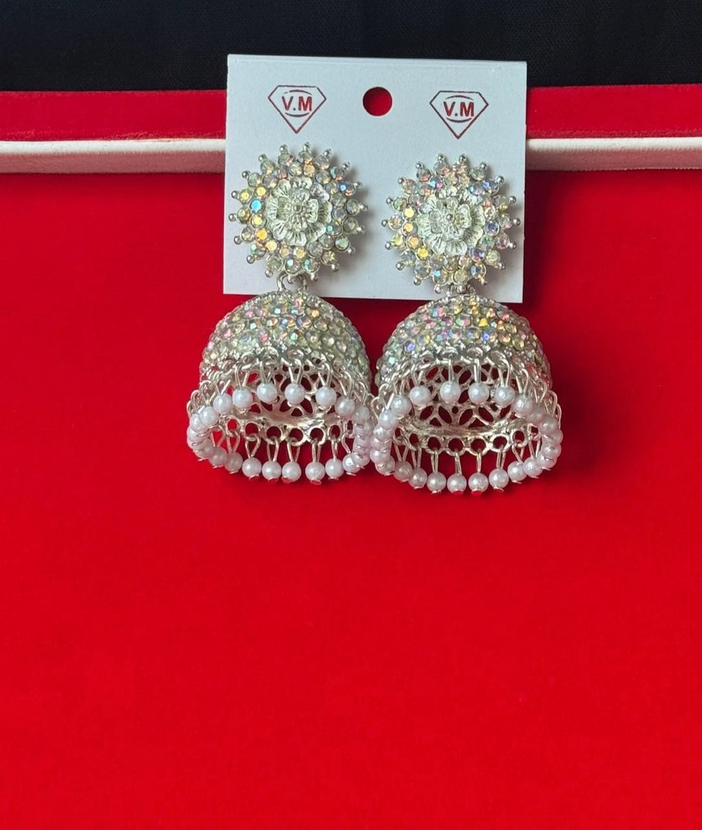White jhumka earrings, Traditional South Asian Jewellery perfect for any occasion