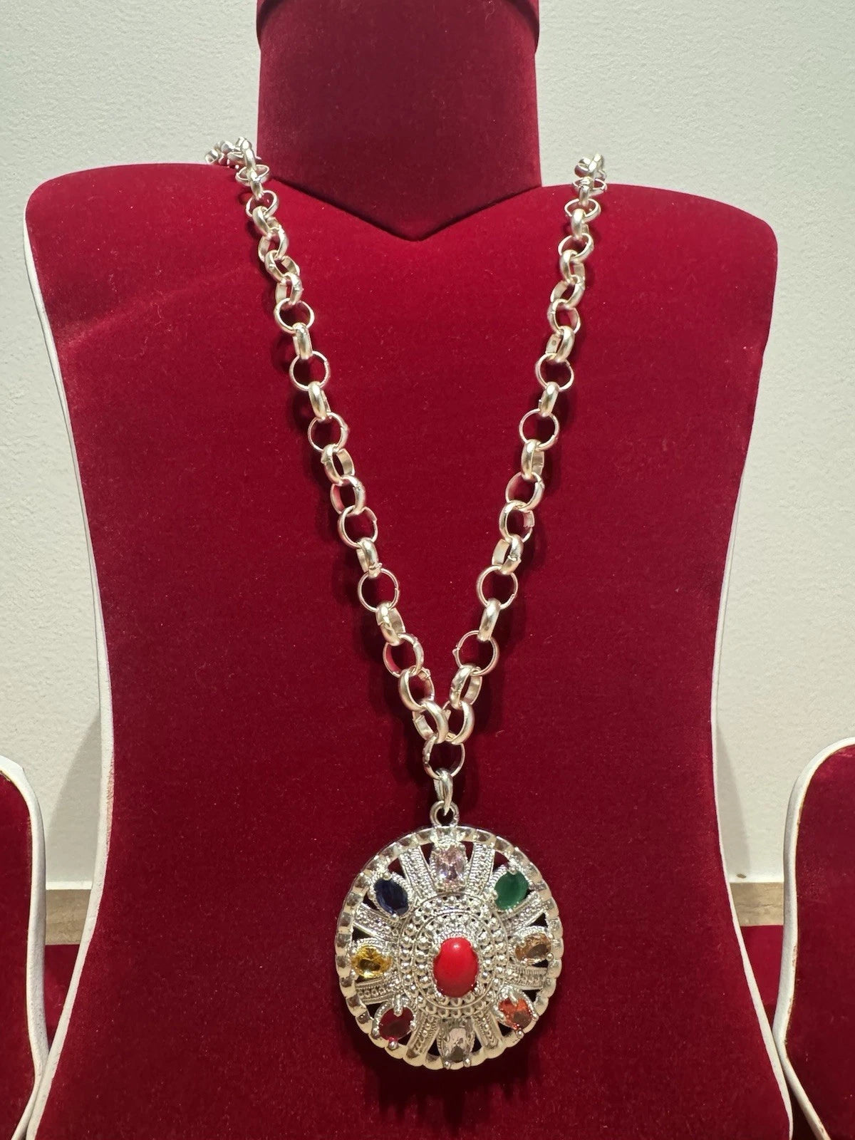 Navratna Silver Sikha ( Newari Accessories) , Traditional Nepali Necklace