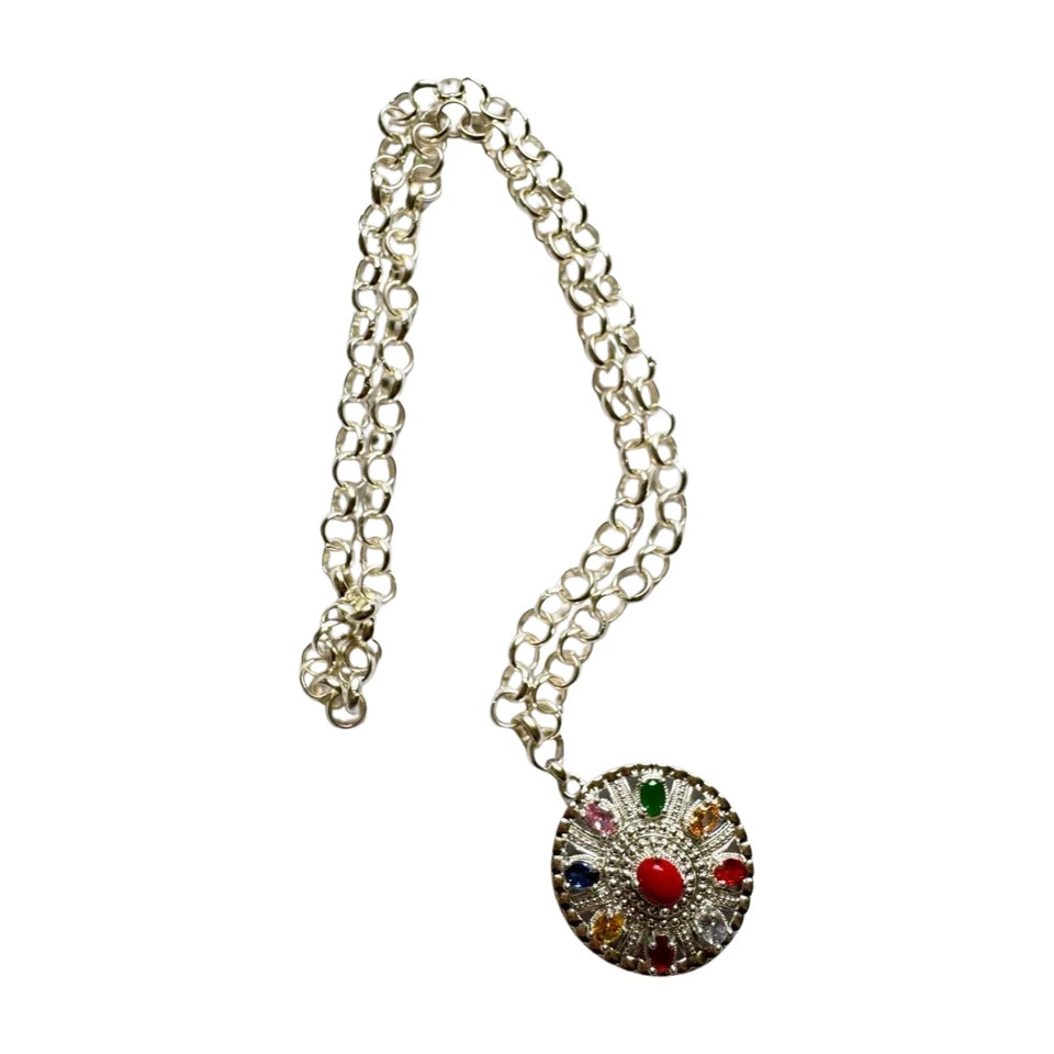 Navratna Silver Sikha ( Newari Accessories) , Traditional Nepali Necklace