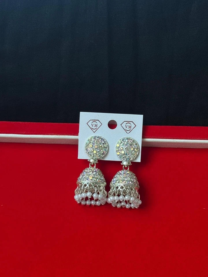 White jhumka earrings, Traditional South Asian Jewellery perfect for any occasion